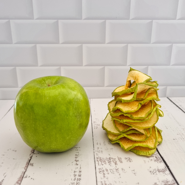 rodajas de manzana verde deshidratada